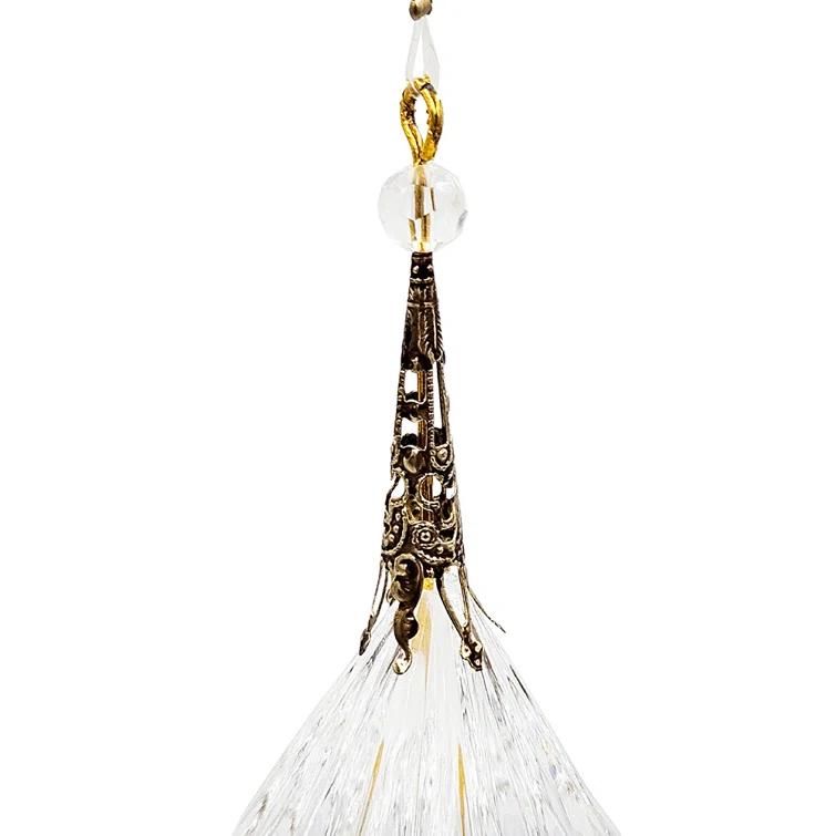 Long Acrylic Drop With Polyester Tassel Hanging Ornament Set of 12 8.7" Clear/Silver (Set of 12)