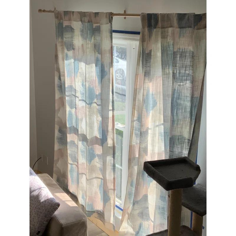 Orren Ellis Floral Semi-Sheer Curtains Bohemian Light Filtering Window Treatments Set,2 Panels)