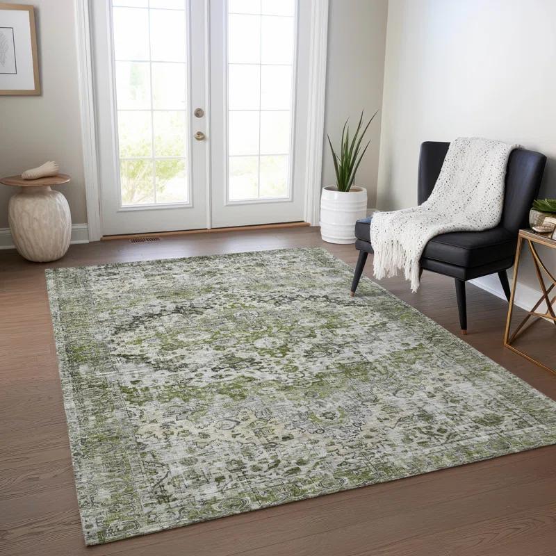 Machine Washable Indoor/Outdoor Chantille Aloe Rug