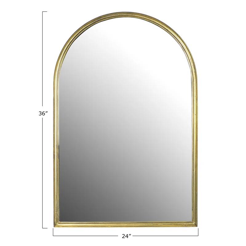 Dakota Fields Arched Metal Framed Wall Mirror with Metal Trim