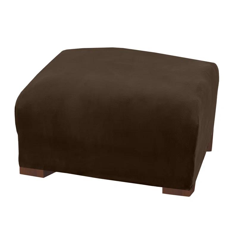 Latitude Run® Velvet Plush Stretch Ottoman Slipcover