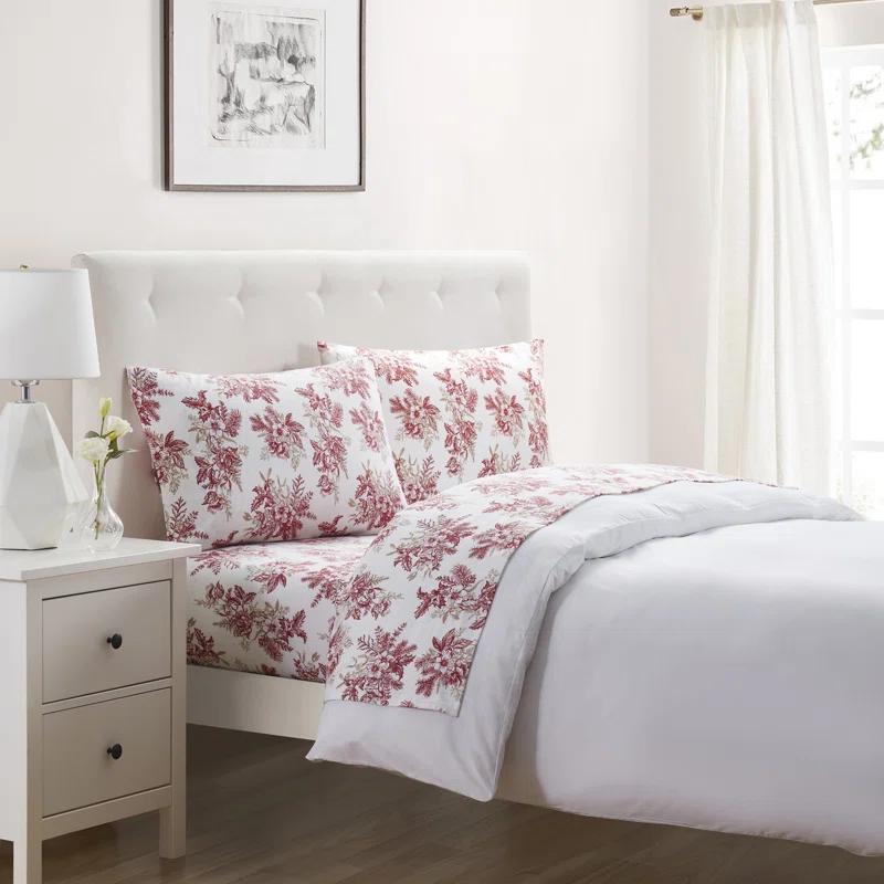 Tahari Toile 4-Piece Triple Brushed Cotton Flannel Bed Sheet Set