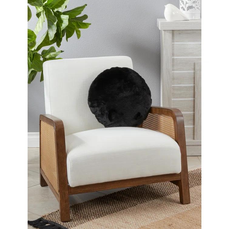 Saro Faux Rabbit Fur Collection Reversible Throw Pillow