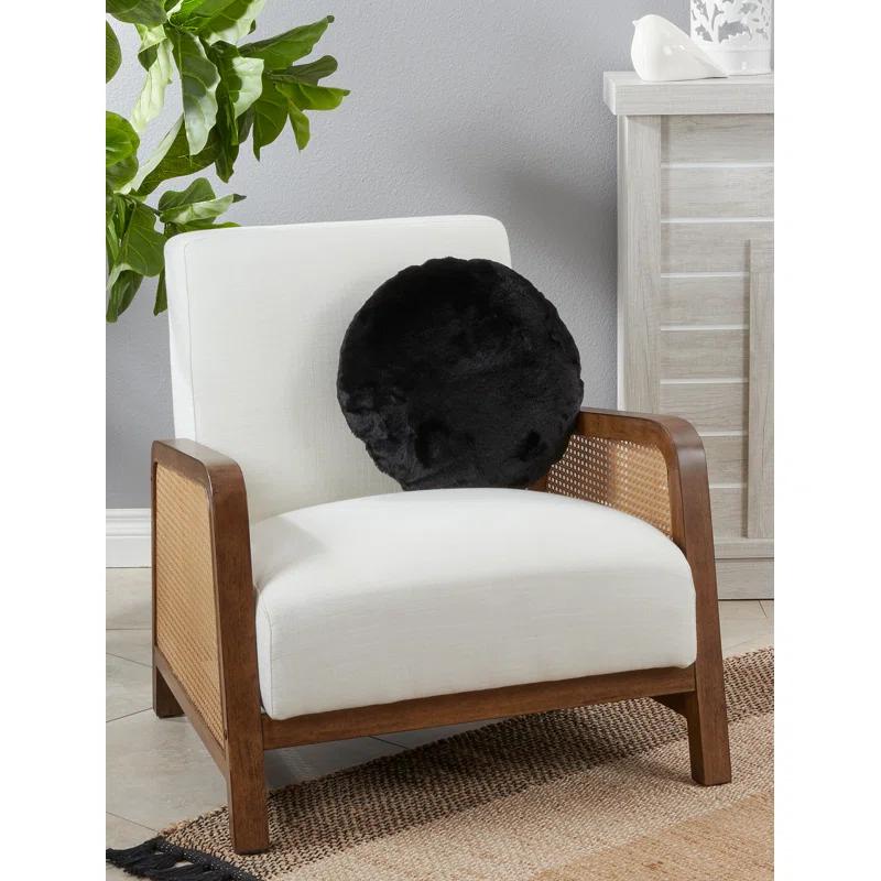 Saro Faux Rabbit Fur Collection Reversible Throw Pillow