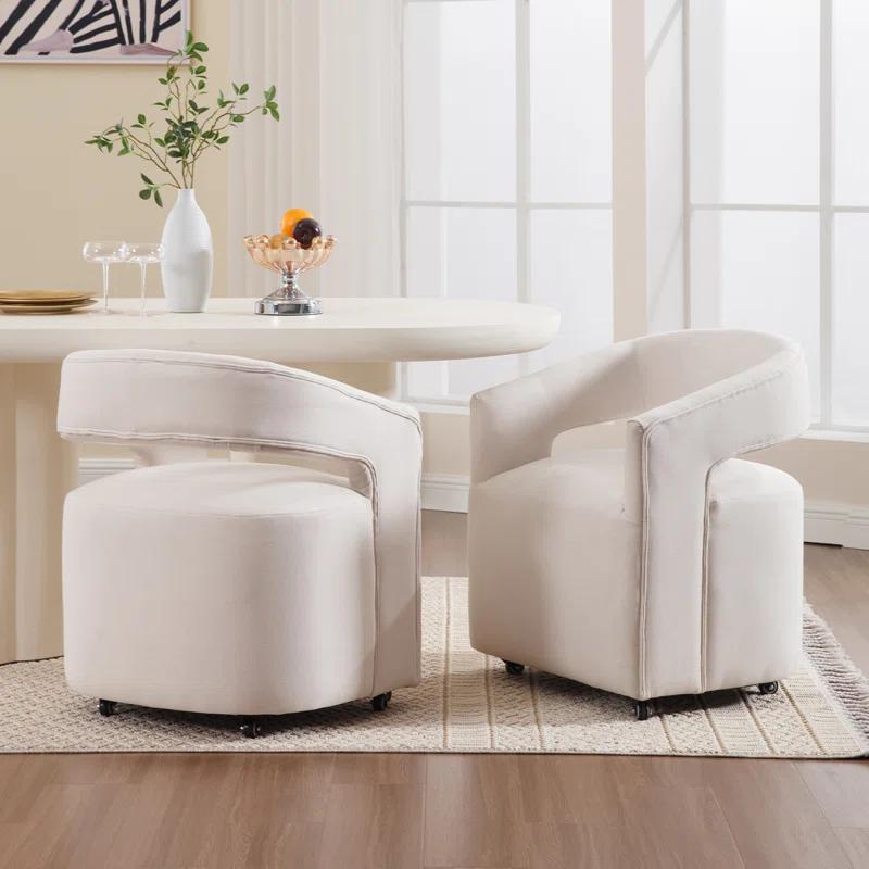Orren Ellis Modern Dining Chairs Upholstered Dining Room Chairs Accent Chairs With Casters For Dining Room Living Room Set of 2