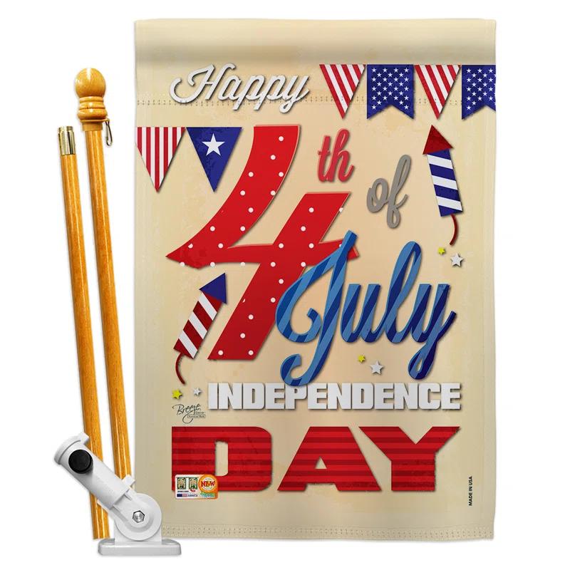 Breeze Decor Double Sided 40'' H x 28'' W Polyester Independence Day Flag Set