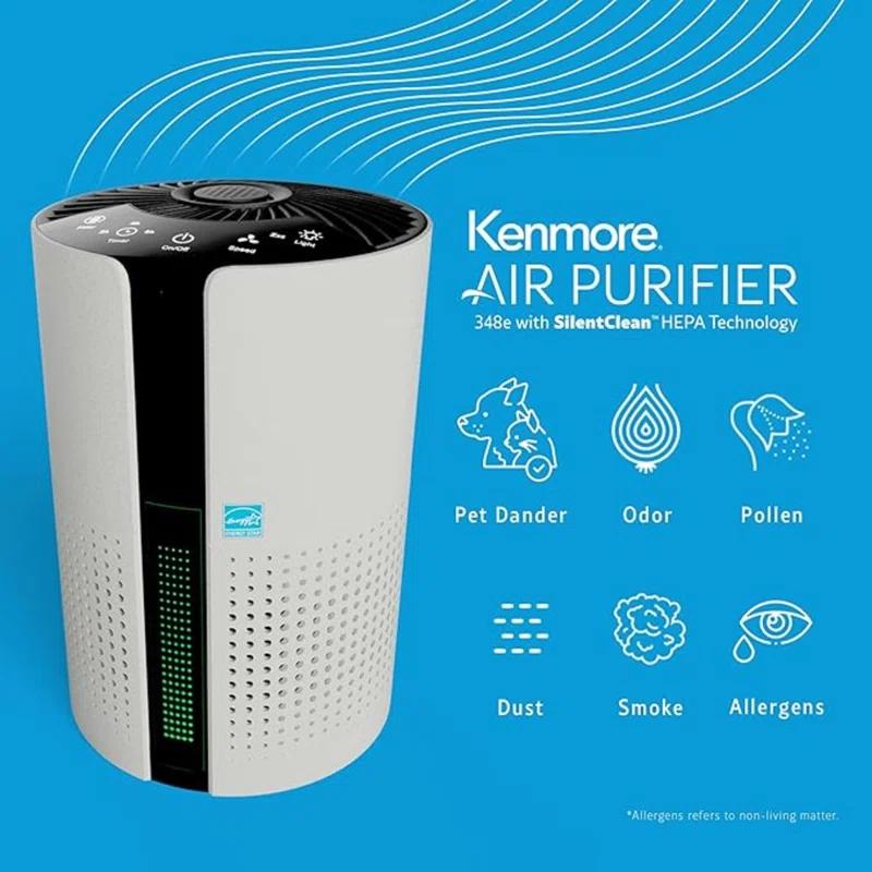 Invenitiah Kenmore PM1010 Air Purifiers For Bedroom Up To 348 Sq.Foot With H13 True HEPA Filter, Child Lock, Sleep Mode And Ambient Light For Small Rooms