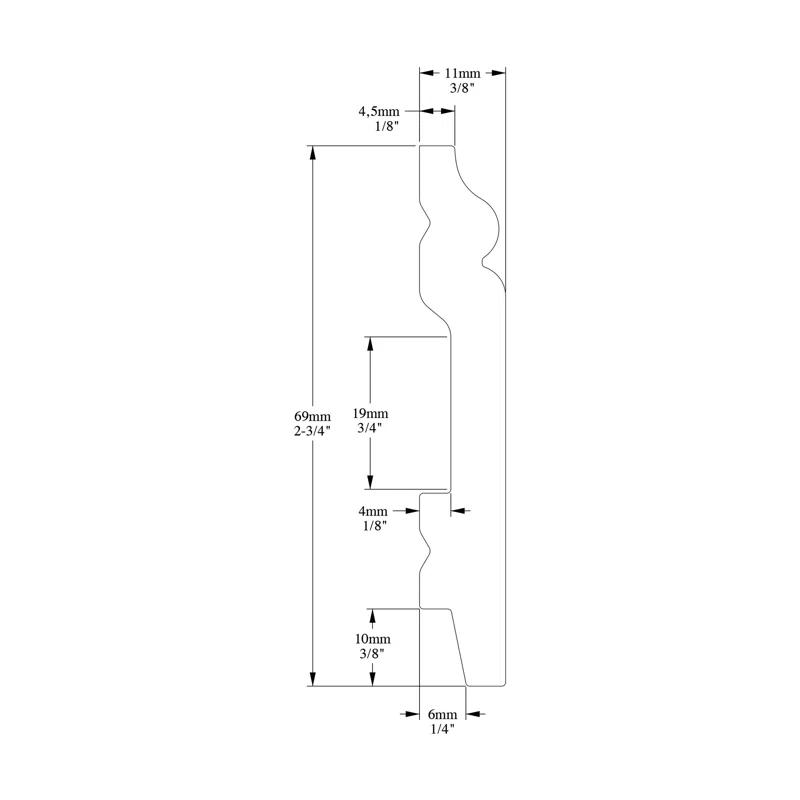 Architectural Products by Outwater L.L.C. 1/2 in D x 2-3/4in W x 78-3/4 in L Primed White High Impact Polystyrene Baseboard Moulding (Set of 16)