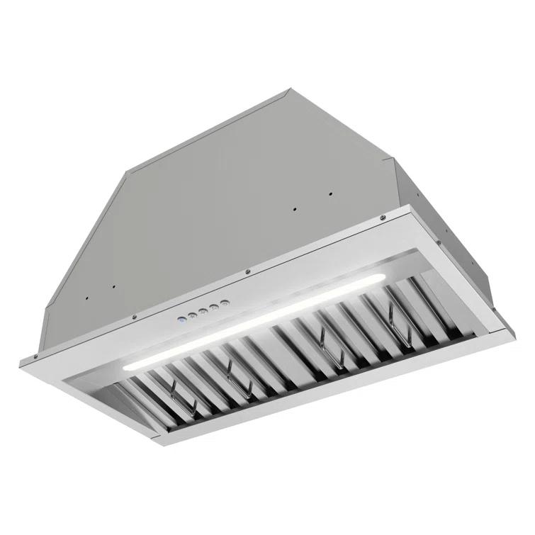 Streamline Bath Streamline 28 In. T-4267-1-CL Belsito Convertible Insert 350 CFM Range Hood In Brushed Stainless Steel With Baffle Filters, Electronic Button Control, LED Light T-4267-1-CL