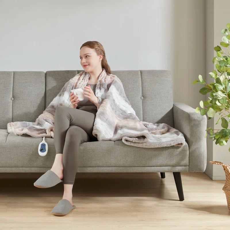 Beautyrest Zuri Oversized Heated Faux Fur Throw