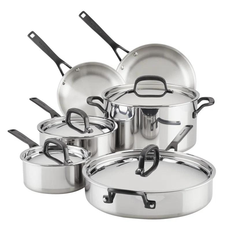 KitchenAid ® 10-Piece 5-Ply Clad Stainless Steel Cookware Set