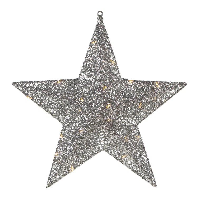 Northlight Seasonal 18" LED Lighted Silver Hanging Star Outdoor Christmas Decoration