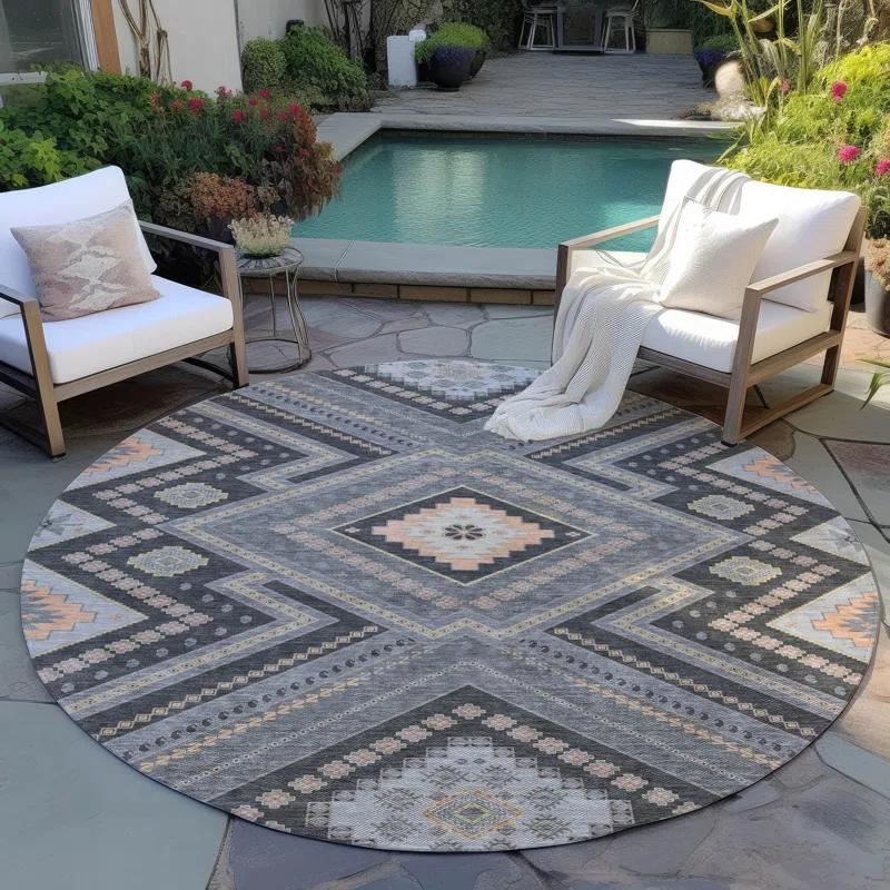 Machine Washable Indoor/Outdoor Chayden ACN1010 Gray Rug