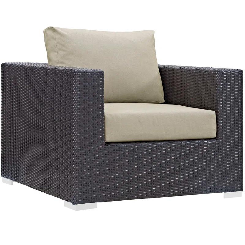 Modway Convene Wicker Rattan 5-Piece Outdoor Patio Furniture Set in Espresso