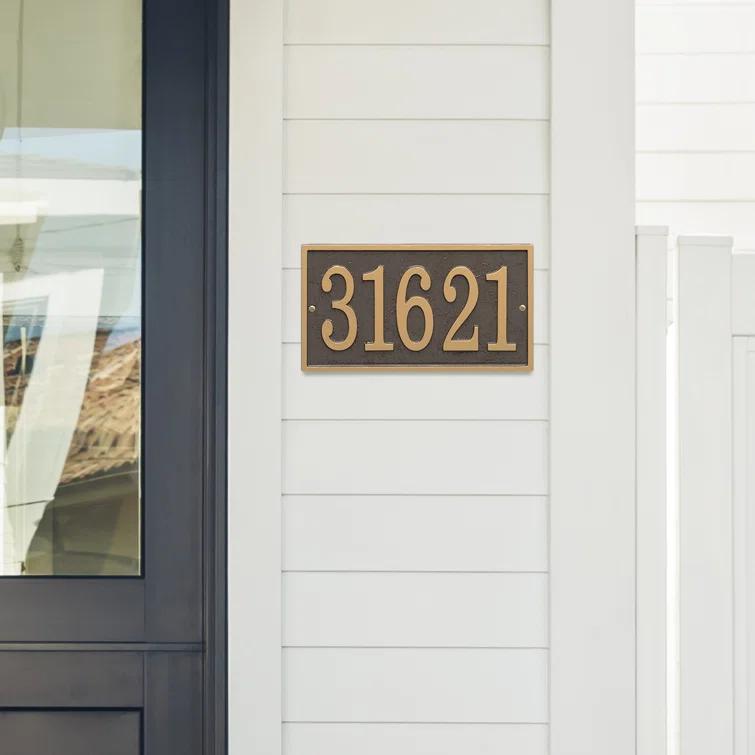 Bronze and Gold Rectangular Metal Address Plaque