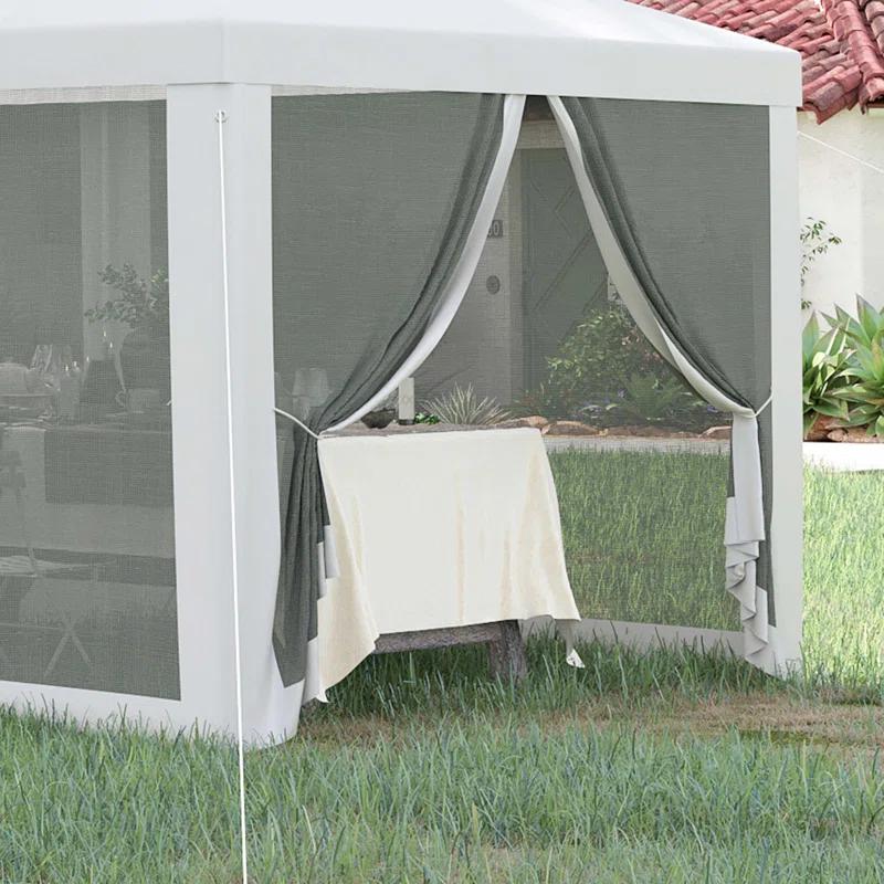 Tryimagine Outsunny 10' X 28' Party Tent Canopy, Outdoor Event Shelter Gazebo With 8 Removable Mesh Sidewalls, Zipper Doors, Steel Frame