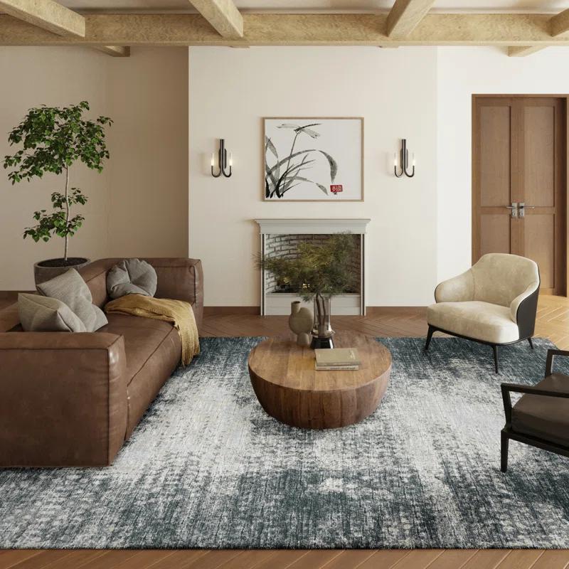 Addison Rugs Abstract Machine Woven Area Rug in Black