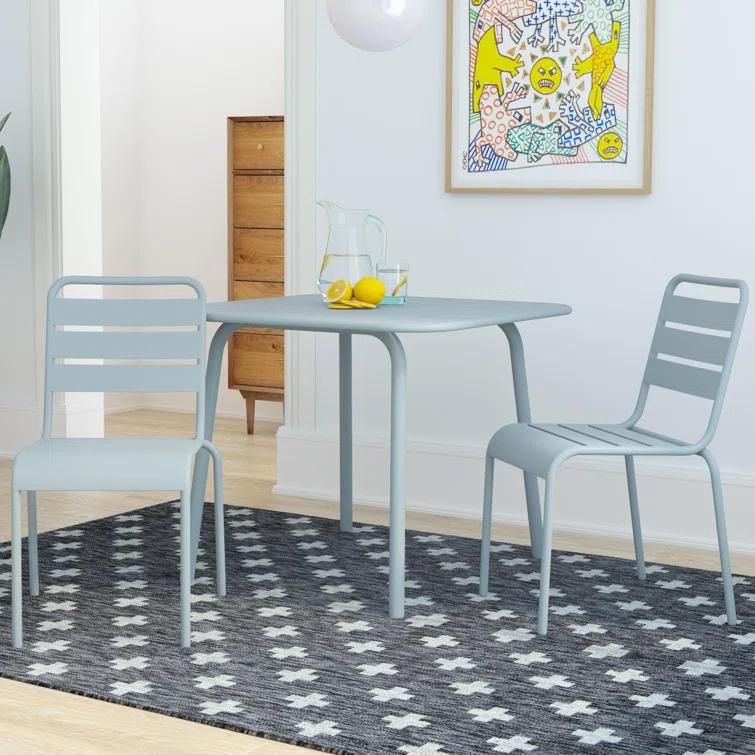 June Powder Coated Steel Outdoor Stacking Dining Side Chair