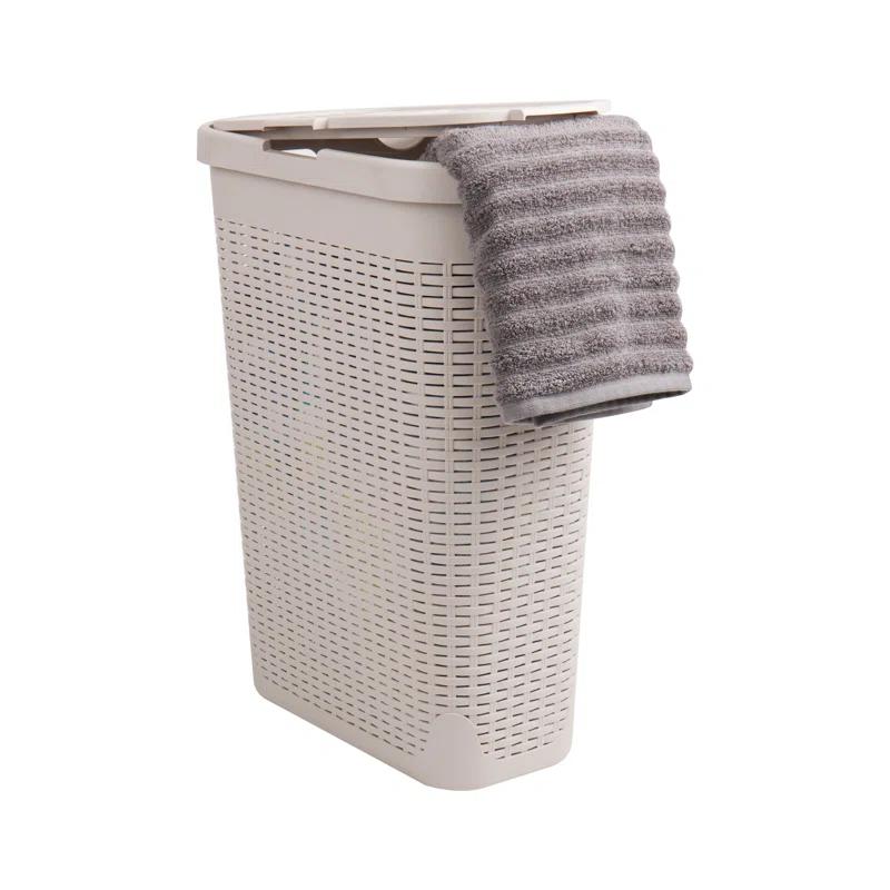 Mind Reader Mind Reader 40L Slim Laundry Hamper, Clothes Basket, Lid, Wicker Design, Plastic