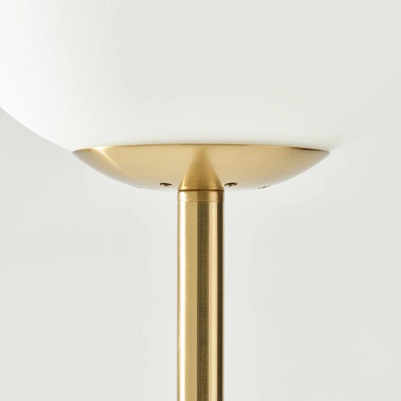 Brightech Luna Industrial Modern LED Floor Lamp with Glass Round Globe Shade