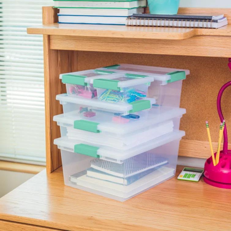 Sterilite Sterilite Plastic Stackable Storage Bin w/Clear Latch Lid (Set of 6)