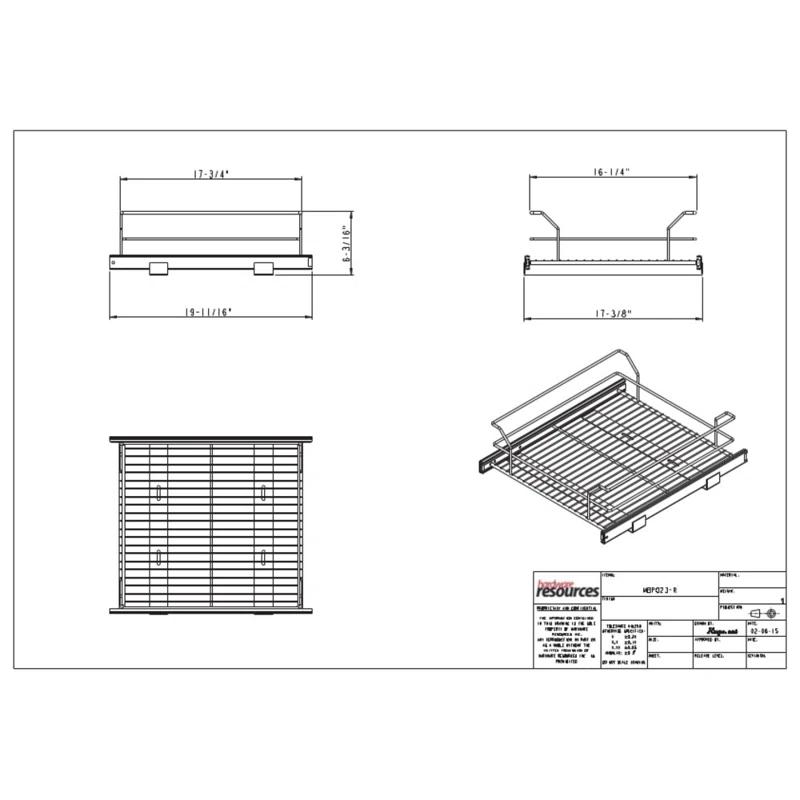 Hardware Resources 14-3/8" Polished Chrome Pullout Basket for 15" Cabinet Opening