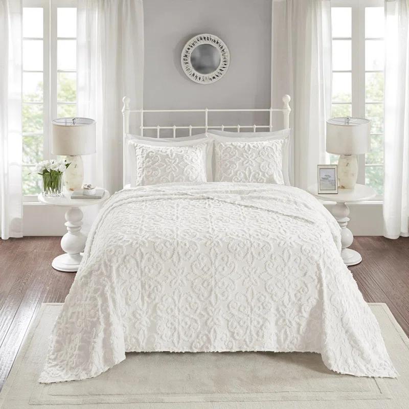 Kelly Clarkson Home Emberly Tufted 100% Cotton Sateen Coverlet Set in Farmhouse Style
