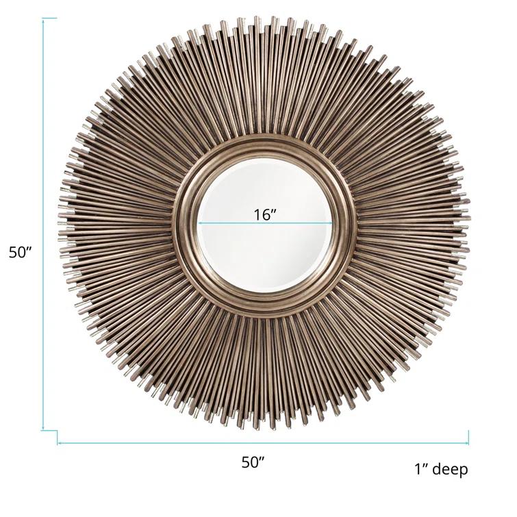 Tyler Dillon Singapore Starburst Round Wall and Accent Mirror - Silver - 50"