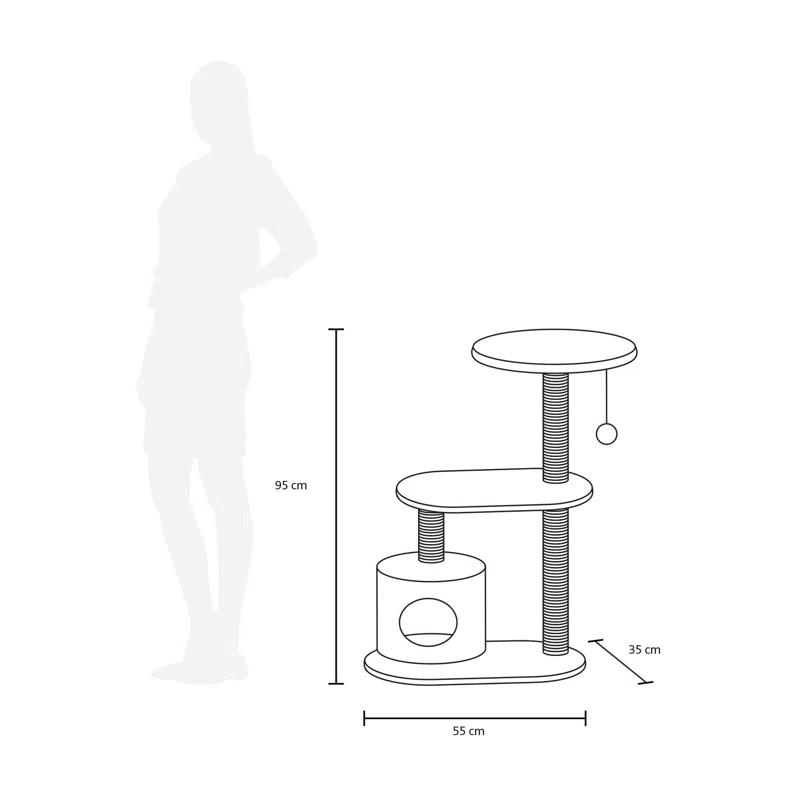 TRIXIE Casta 37.4" Cat Tree with Sisal Scratching Posts, Plush Covered Condo and Platforms, Dangling Cat Toy