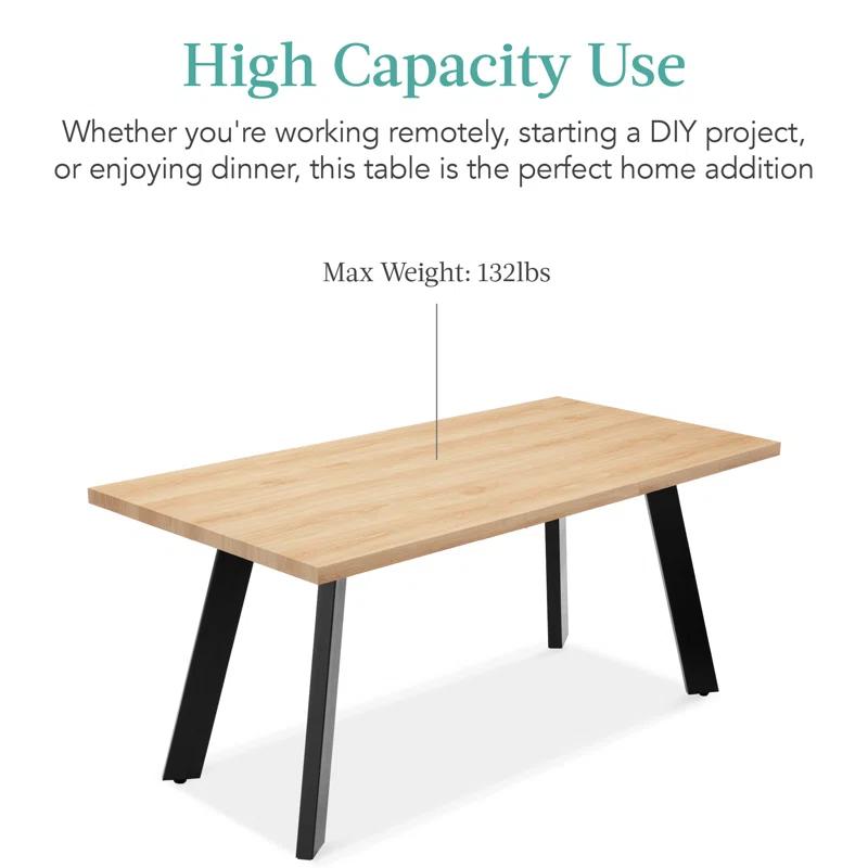 George Oliver Joglar 47 to 63in Modern Extendable Dining Table for 2-6 People w/ Leaf Extension, 2 Locks