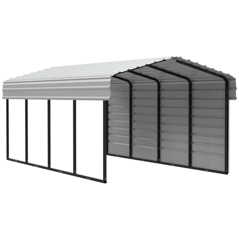 Arrow Arrow Steel Carport with 1 Side Wall Kit, 10X20X07