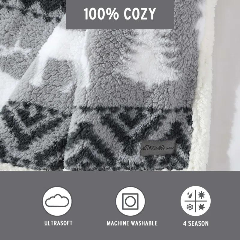 Eddie Bauer Eddie Bauer Printed Sherpa Reversible Throw Blankets
