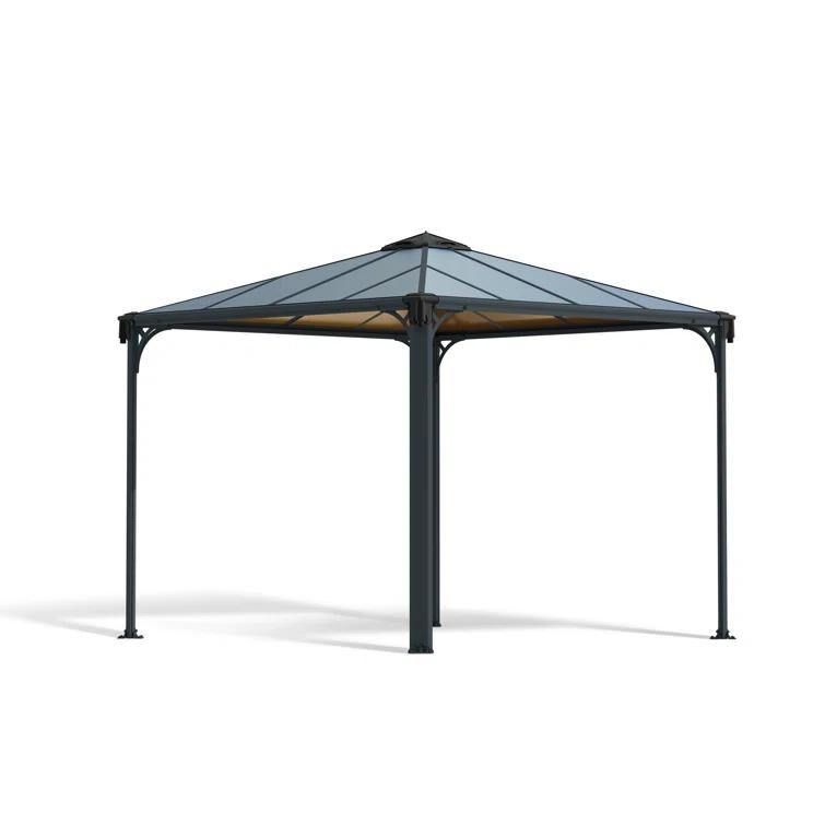 Canopia Palram - Canopia Palermo 10' X 10' Aluminum Hardtop Gazebo With Polycarbonate Roof Panels Durable Outdoor Patio Shelter Gray/Bronze