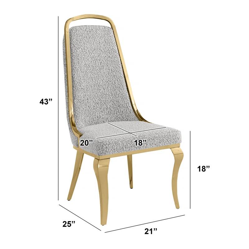 Best Quality Furniture Tempered Glass Dining Set With Boucle Fabric Side Chairs