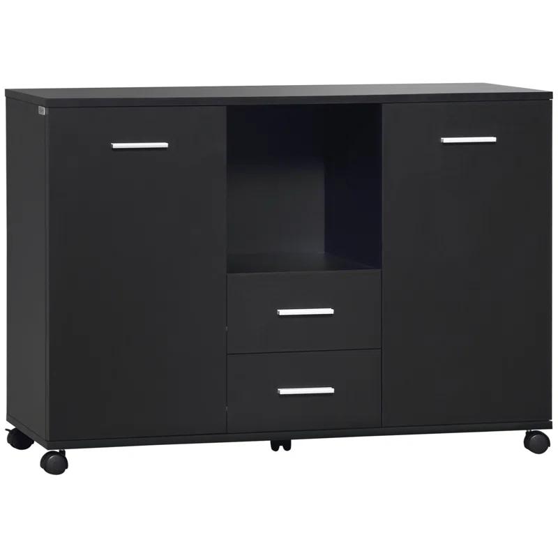 Latitude Run® Multifunction Office Filing Cabinet With 2 Drawers And 2 Shelves In Black