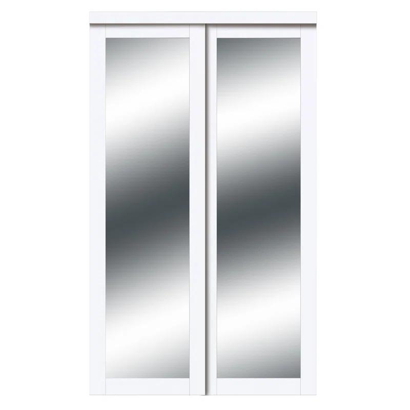 Renin 81'' Solid + Manufactured Wood Mirrored Sliding Closet Doors