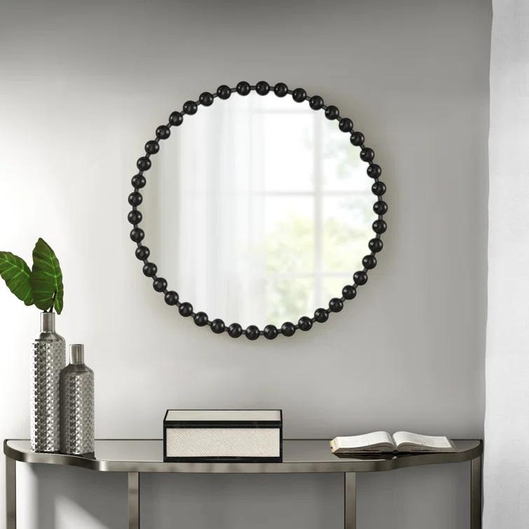 Marlowe Beaded Round Metal Wall Mirror