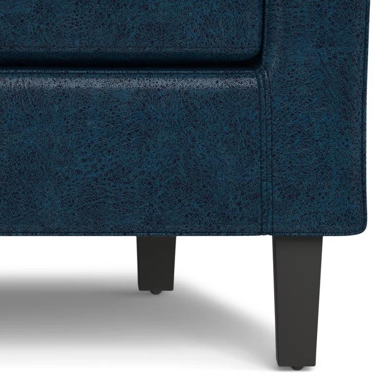 Simpli Home Austin 30"W Upholstered Vegan Faux Leather Contemporary Tub Accent Chair with High Arms and Deep Seat