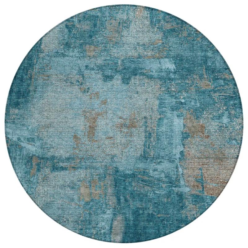 Machine Washable Indoor/Outdoor Chayden ACN989 Teal Rug
