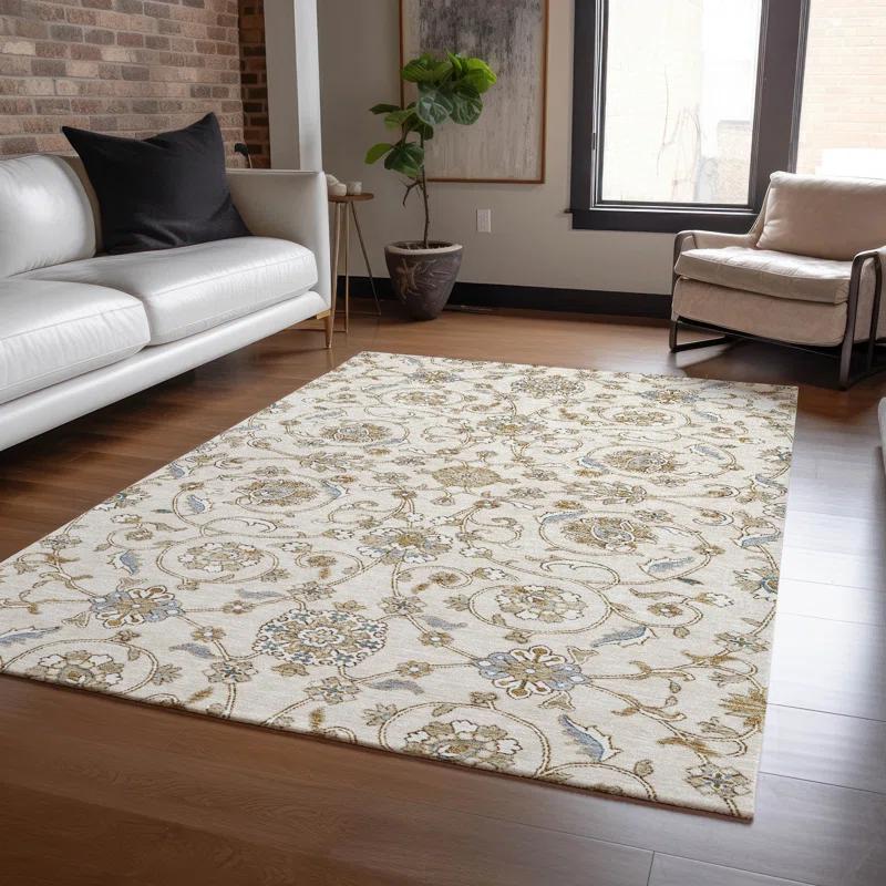 Machine Washable Indoor/Outdoor Cicel ACN1149 Ivory Rug