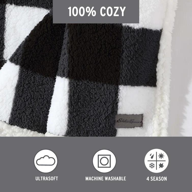 Eddie Bauer Alpine Eddie Bauer Printed Sherpa Reversible Throw Blankets