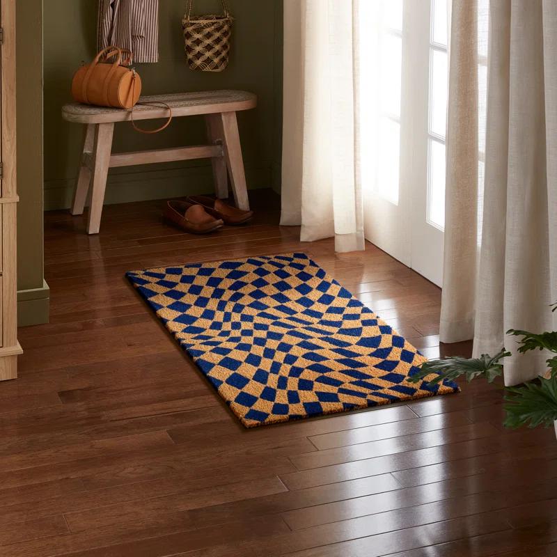 Town & Country Living TOWN & COUNTRY LIVING Emmett Groovy Checkerboard Non-Slip Indoor Outdoor Door Mat