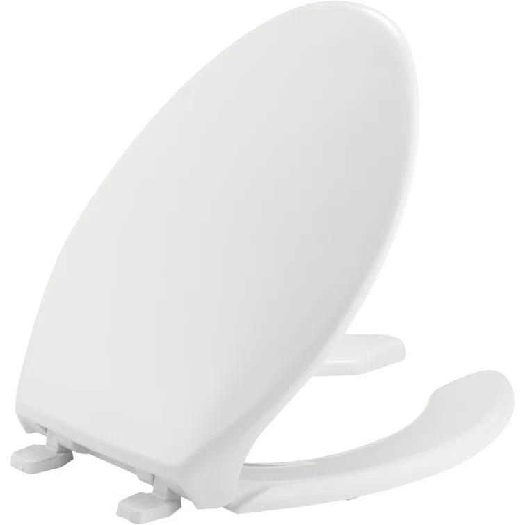 Bemis 7B1950 000 BEMIS 1950 Commercial Heavy Duty Open Front Toilet Seat with Cover, ELONGATED, Plastic, White