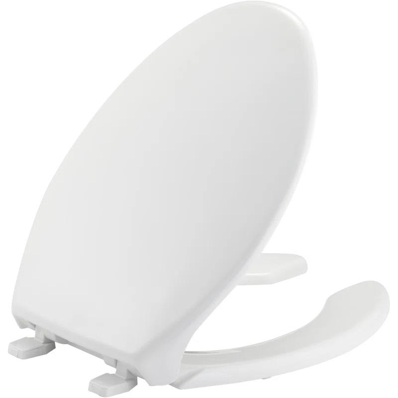 Bemis 7B1950 000 BEMIS 1950 Commercial Heavy Duty Open Front Toilet Seat with Cover, ELONGATED, Plastic, White