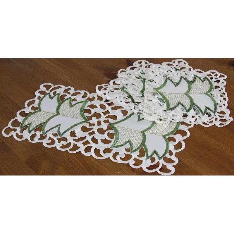 The Holiday Aisle® Salley Embroidered Cutwork Holiday Traycloth/Runner (Set of 4)