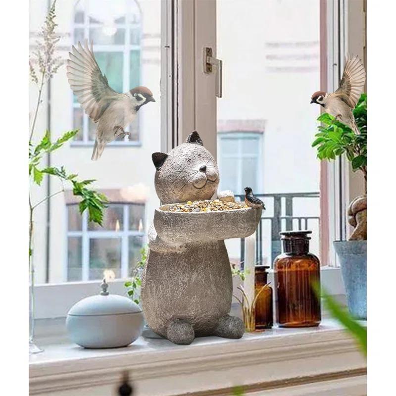 Trinx Cat Garden Statue Outdoor Decor Sculptures 12.3 Inch Height Figurine Gardening Lawn Ornament Gifts