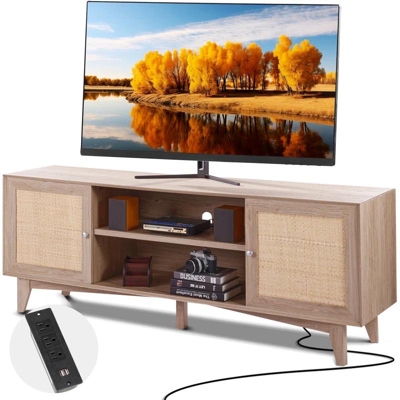 VEVOR Rattan TV Stand for 75in TV