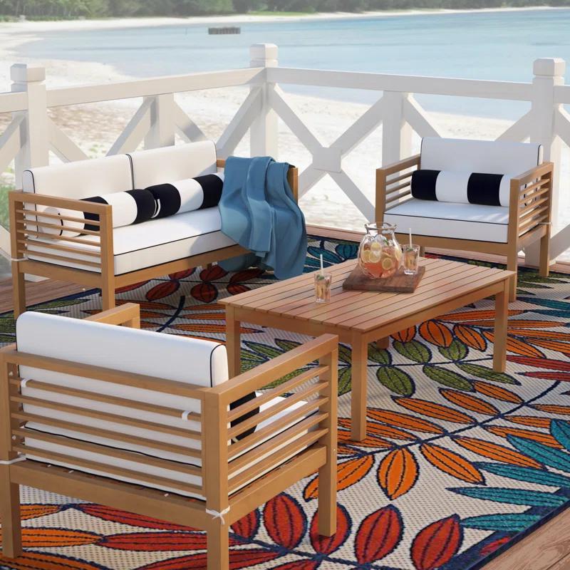 Wade Logan® Arlethe 5 Piece Rattan Sofa Seating Group with Cushions