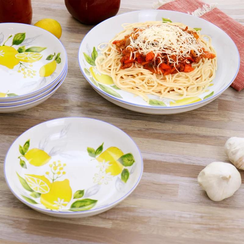 Medona Ceramic Lemon Print 5-Piece Pasta Bowl Set