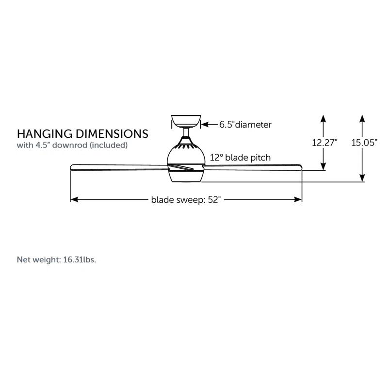 Fanimation Kwad 52 Matte Greige Ceiling Fan with Reversible Blades & LED Light Kit
